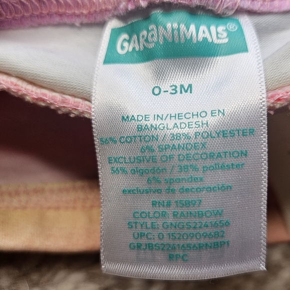 Garanimals Baby Girls Pants 0 to 3 Months Rainbow Pastel Ruffle Back Striped - Picture 3 of 3